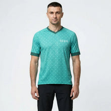 Load image into Gallery viewer, Men's MTB Short Sleeve Jersey | Teal Geometric
