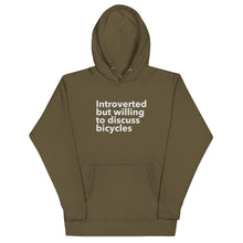 Load image into Gallery viewer, Introverted But Willing To Discuss Bicycles Unisex Hoodie
