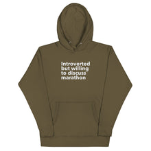 Load image into Gallery viewer, Introverted But Willing To Discuss Marathon Unisex Hoodie

