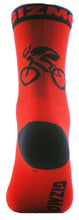 Load image into Gallery viewer, GIZMO Socks - G-Man Bicycle 6" - Red - Small &amp; Medium

