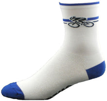 Load image into Gallery viewer, GIZMO Socks - Bicycle 5" - White/Blue - Small Only
