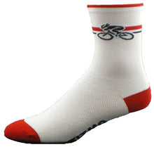 Load image into Gallery viewer, GIZMO Socks - Bicycle 5" - White/Red - Small Only
